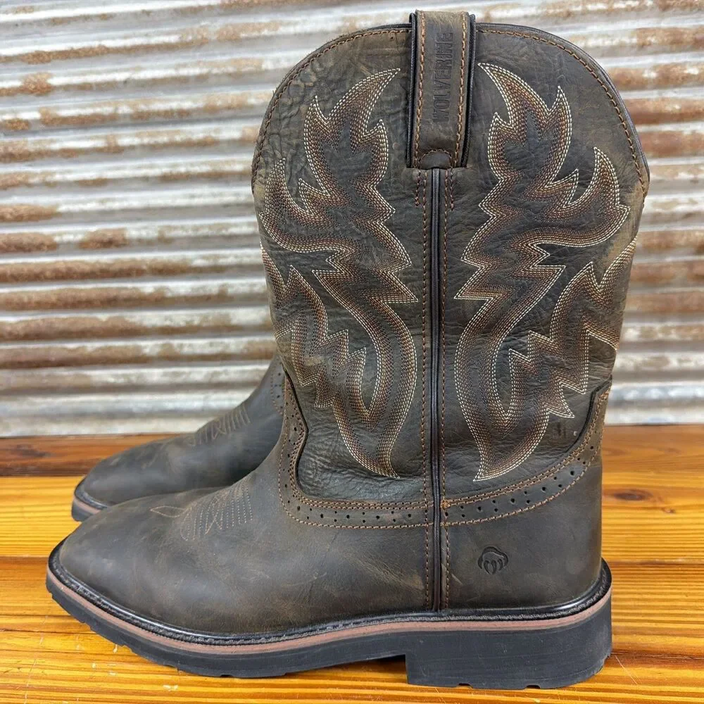 Wolverine Rancher Square Toe Boots Mens US 13M Soft Toe Wellington PRISTINE!!
